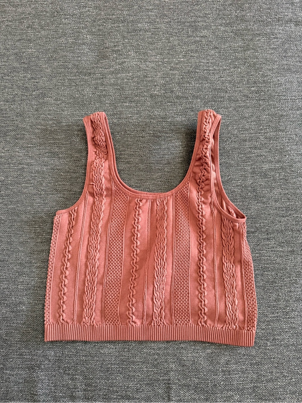 Freshwear  tight stretchy brown Knit Cable Crop Tank size M/L  EUC trending
